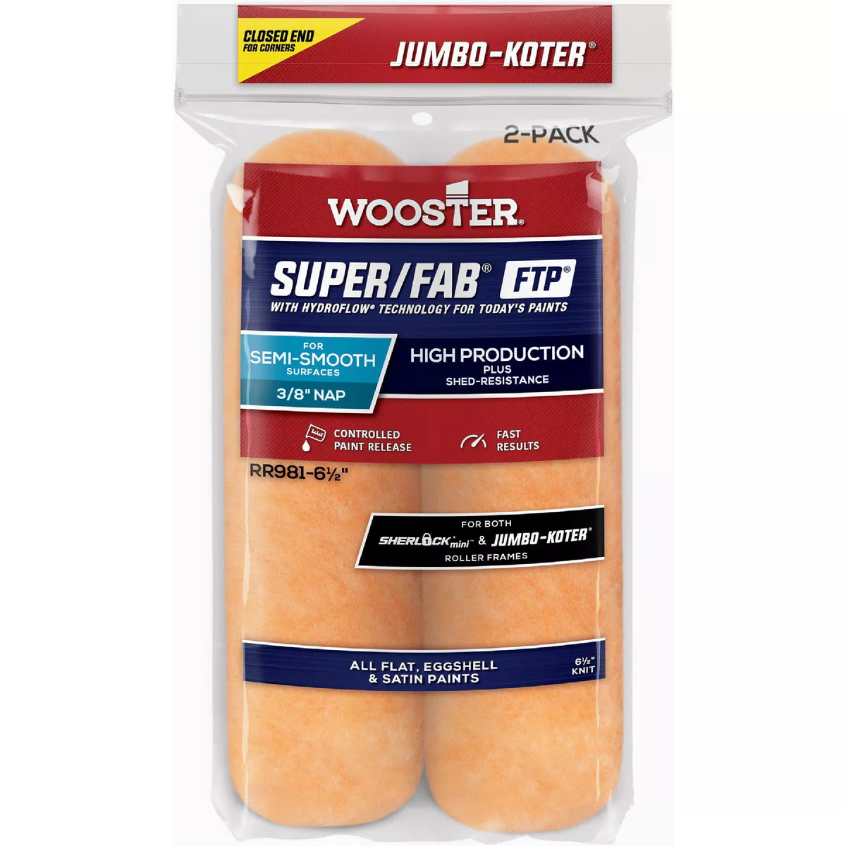 Wooster Jumbo-Koter TR Super/Fab 6-1/2 In. x 3/8 In. FTP C-End Paint Roller Cover