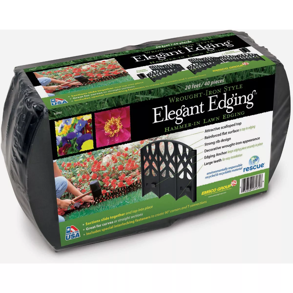 EMSCO 6 In. H x 6 In. L Black Plastic Lawn Edging (40-Piece)
