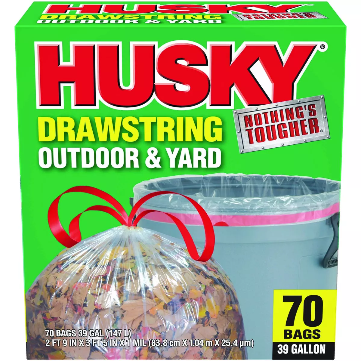 Husky 39 Gal. Drawstring Outdoor & Yard Trash Bags (70-Count)-