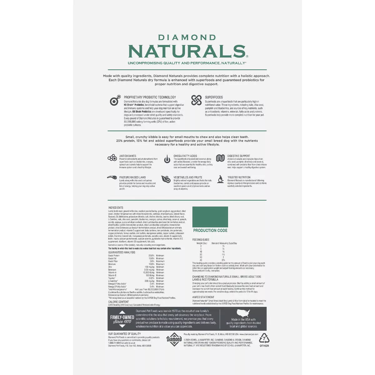 Diamond Naturals 18 Lb. Small Breed Adult Lamb & Rice Formula Dry Dog Food - photo 2