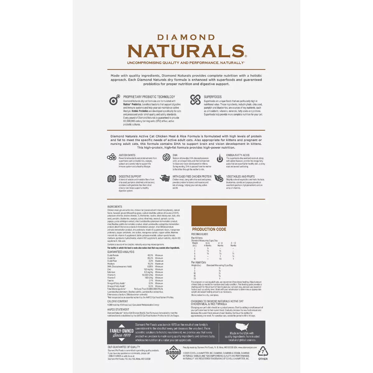 Diamond Naturals 6 Lb. Active Cat Chicken Meal & Rice Formula Dry Cat Food - photo 3