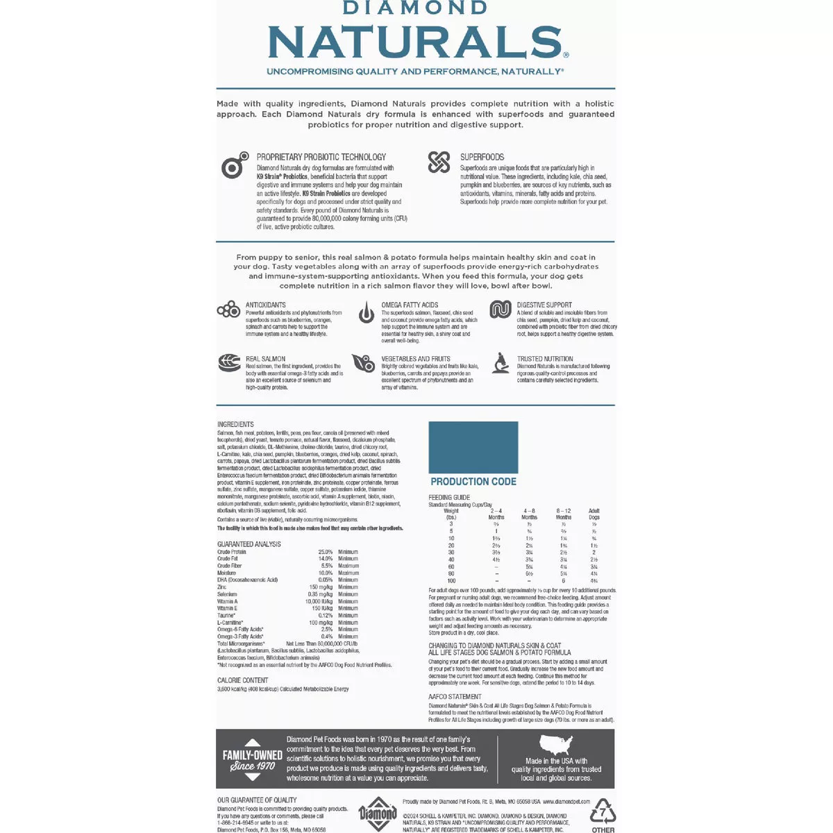 Diamond Naturals 30 Lb. Skin & Coat Adult Salmon & Potato Formula Skin & Coat Dry Dog Food - photo 2