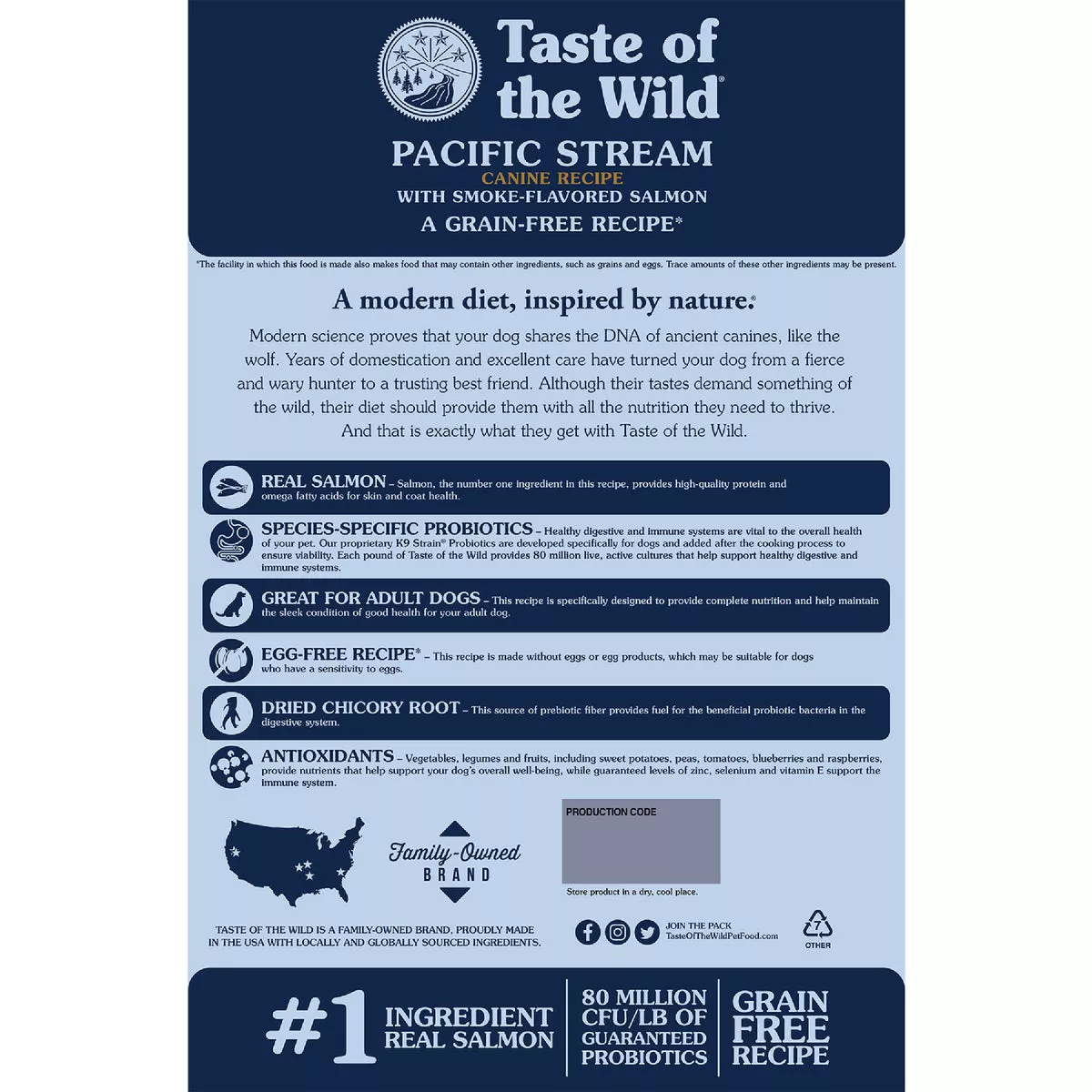 Taste of the Wild 28 Lb. Pacific Stream Grain-Free Canine Recipe Dry Dog Food with Smoke-Flavored Salmon - photo 2