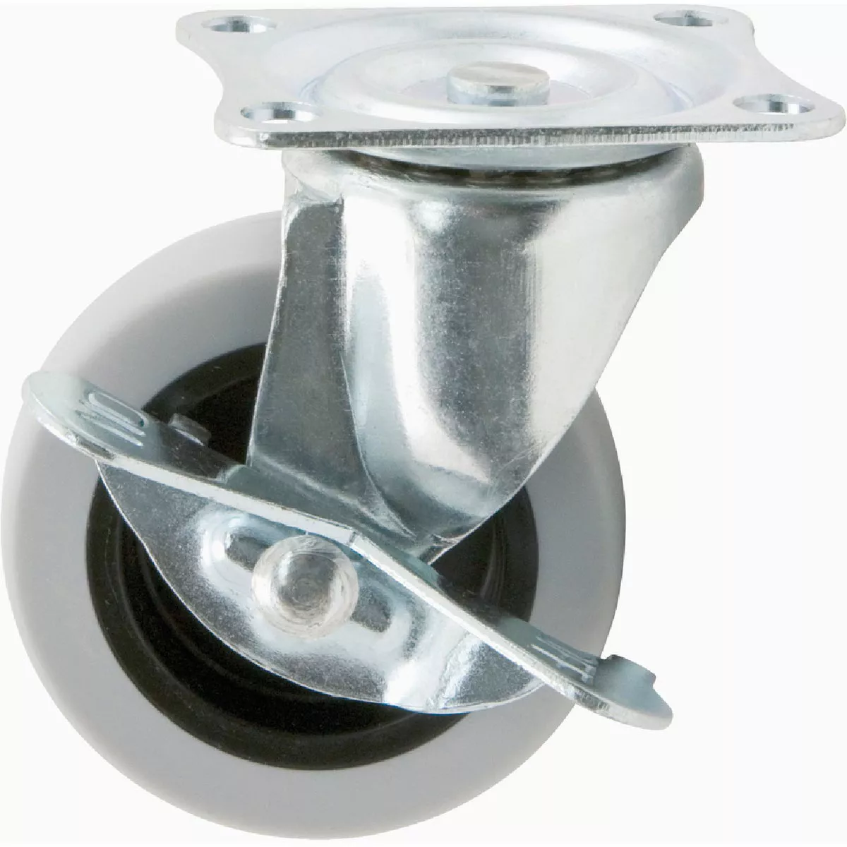 Titan 3 In. Non-Marking TPR Rubber Swivel Plate Caster with Brake