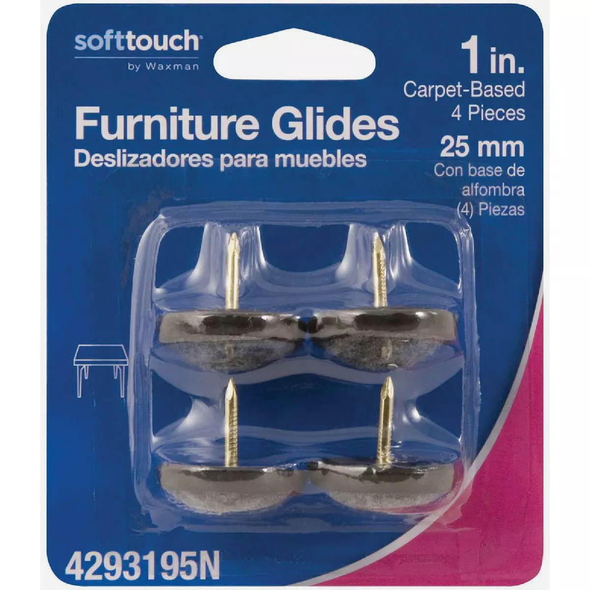 Softtouch 1 In. Carpet Based Nail-On Furniture Glide (4-Pack)