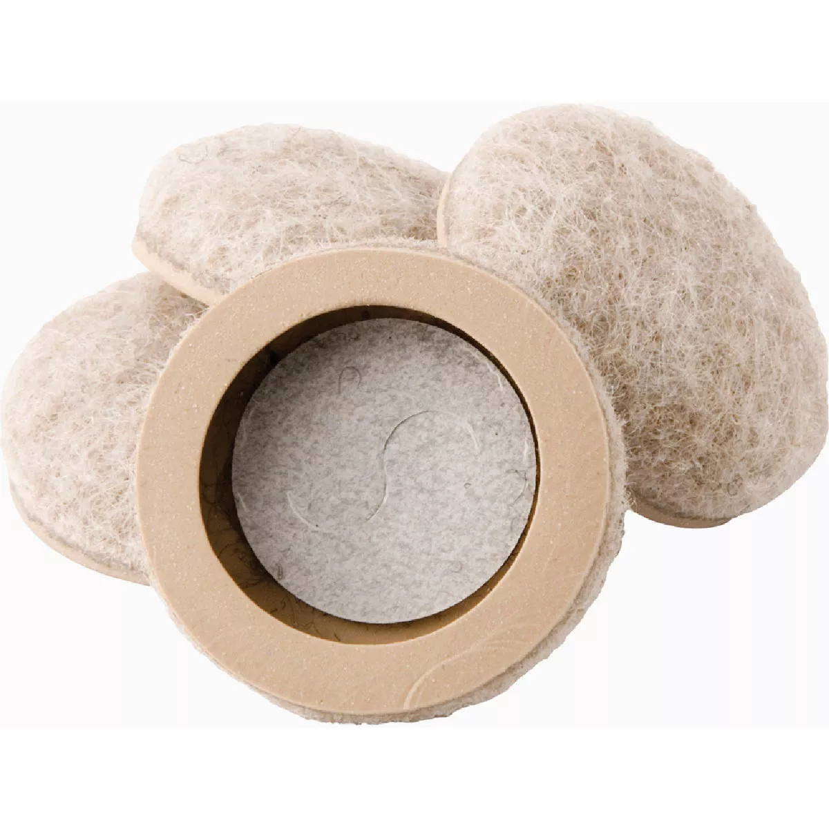 Super Sliders 1 In. Beige Secure Grip Formed Felt Furniture Glides (4-Piece)