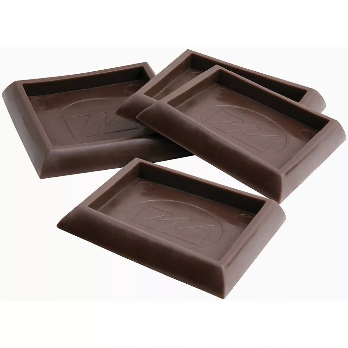 Softtouch 2 In. Square Walnut Vinyl Furniture Caster Cups (4-Pack)