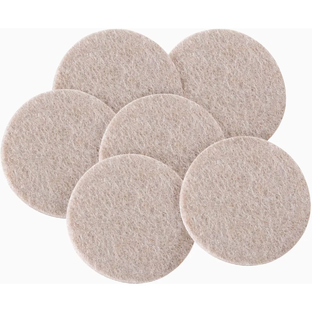 Softtouch 2 In. Beige Round Heavy Duty Felt Pads (6-Piece)