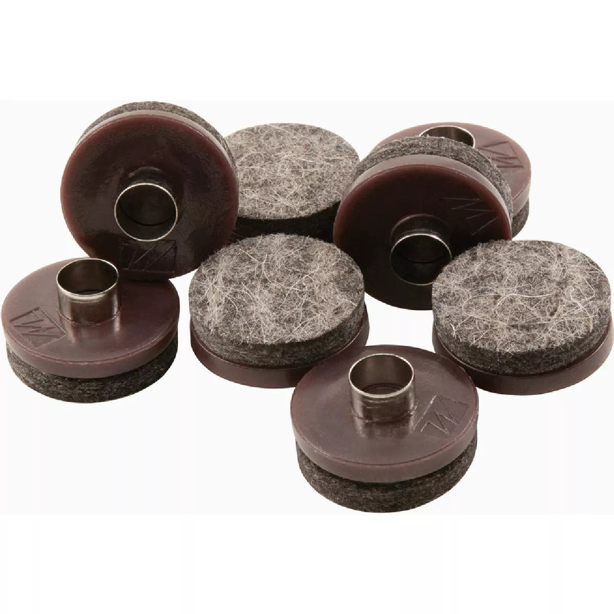 Softtouch 1 In. Brown Round Nail-On Heavy Duty Felt Glides (8-Piece)