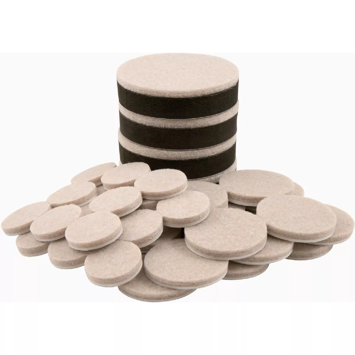 Softtouch Beige Round Self-Stick Heavy Duty Felt Pads Value Pack (36-Piece)