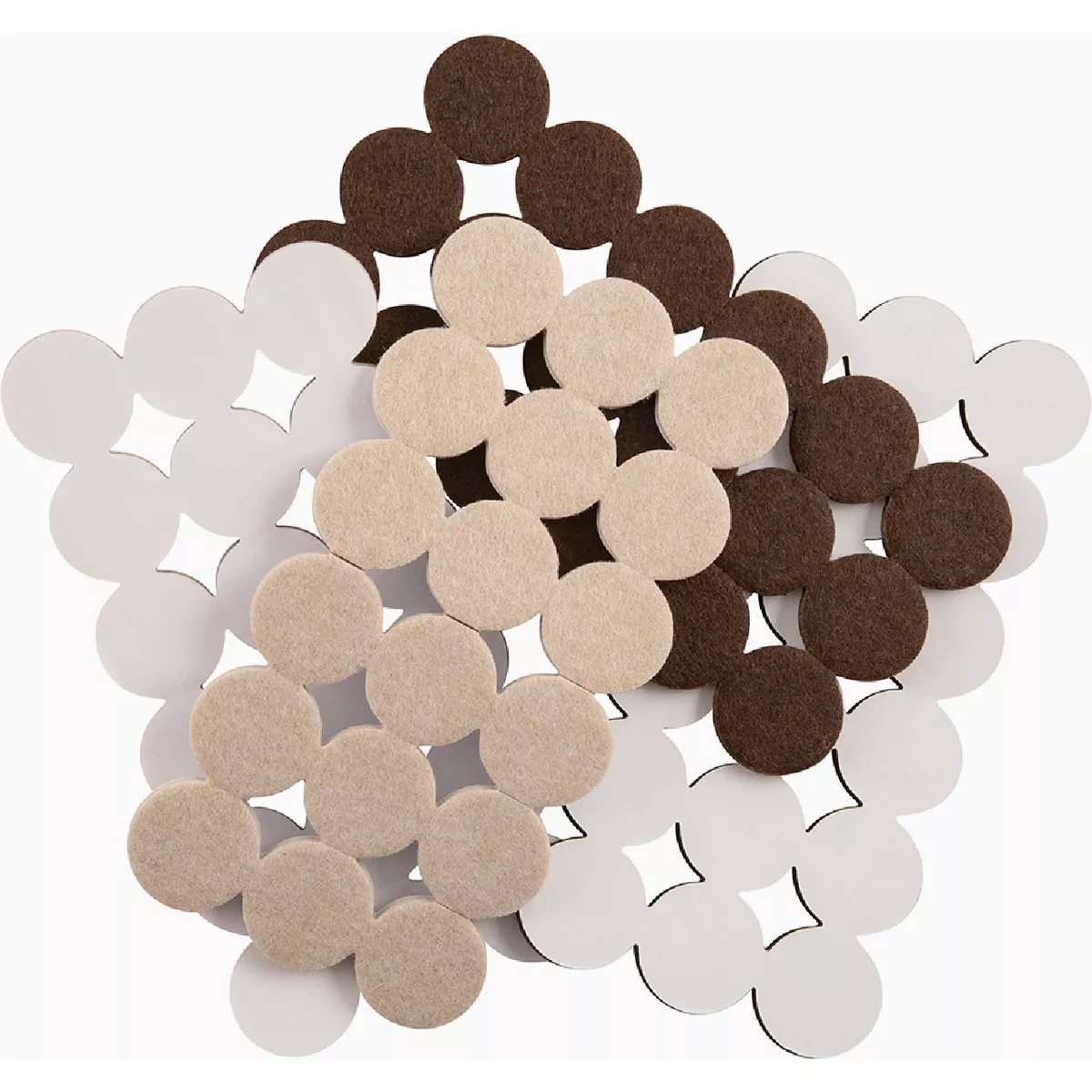 Softtouch 1 In. Brown & Beige Round Heavy Duty Felt Pads (72-Piece)