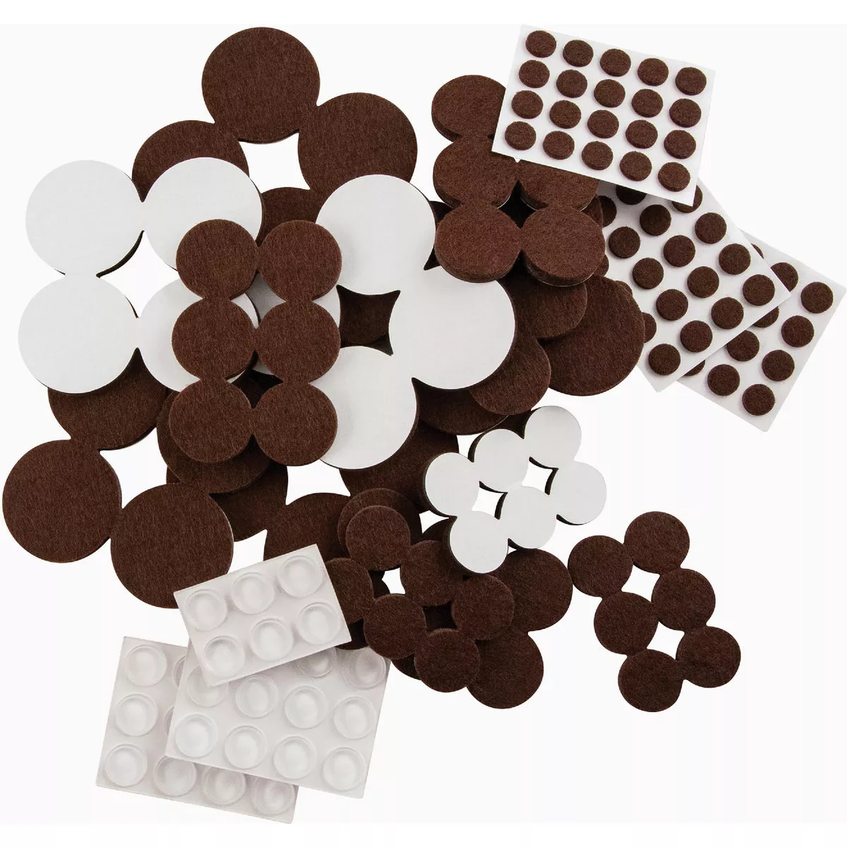Super Sliders Assorted Brown Round Felt Bumpers & Furniture Pads (162 Pieces)