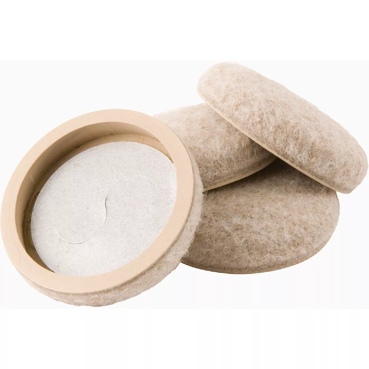 Super Sliders 2 In. Beige Round Secure Grip Formed Felt Furniture Glides (4-Piece)