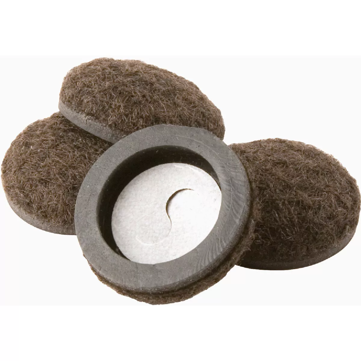 Super Sliders 2 In. Brown Round Secure Grip Formed Felt Furniture Glides (4-Piece)