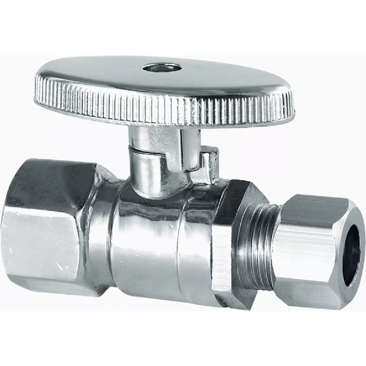 Plumb Craft 3/8 In. FIP x 3/8 In. Compression Quarter Turn Chrome Straight Valve