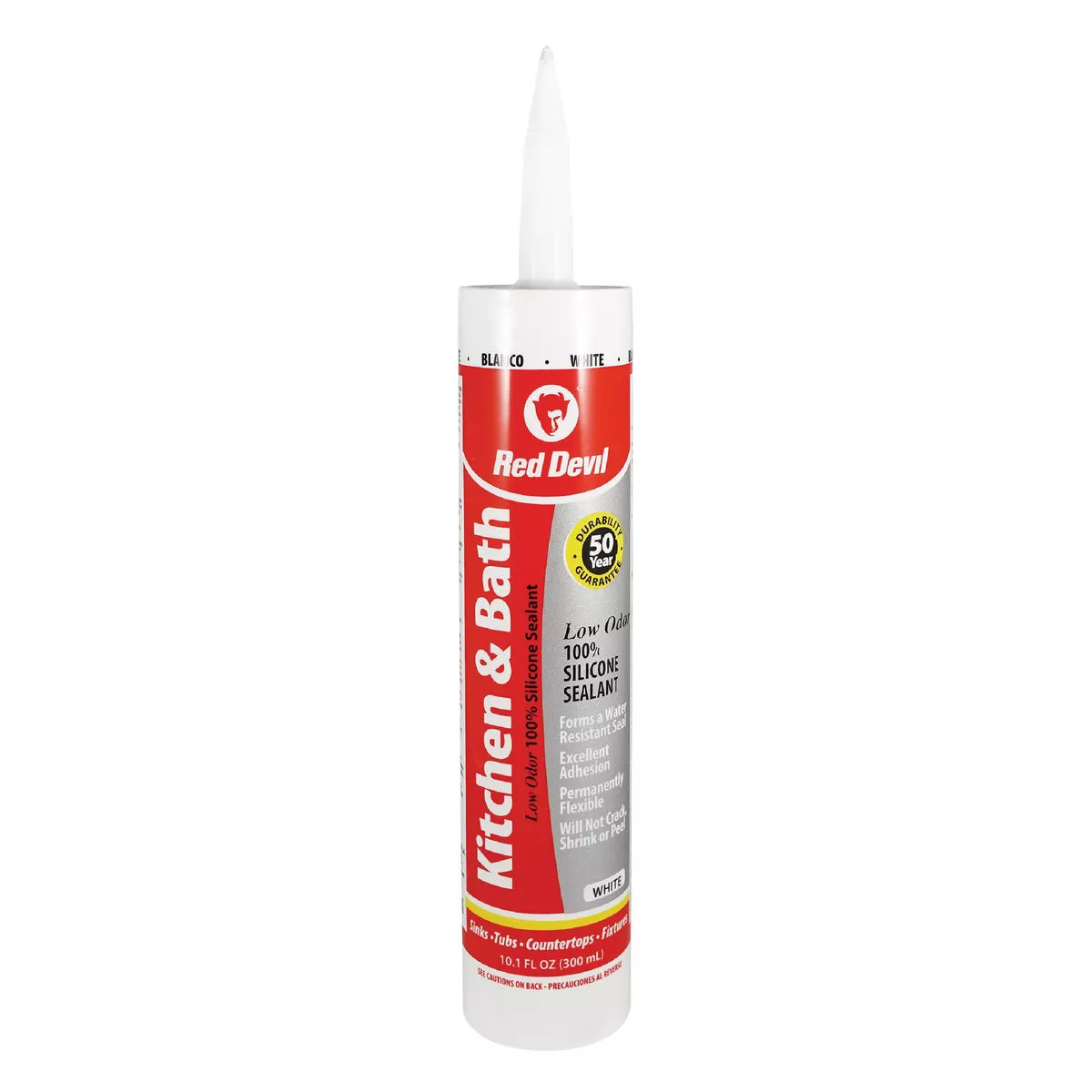Red Devil 10.1 Oz. White Kitchen & Bath Low-Odor Silicone Sealant
