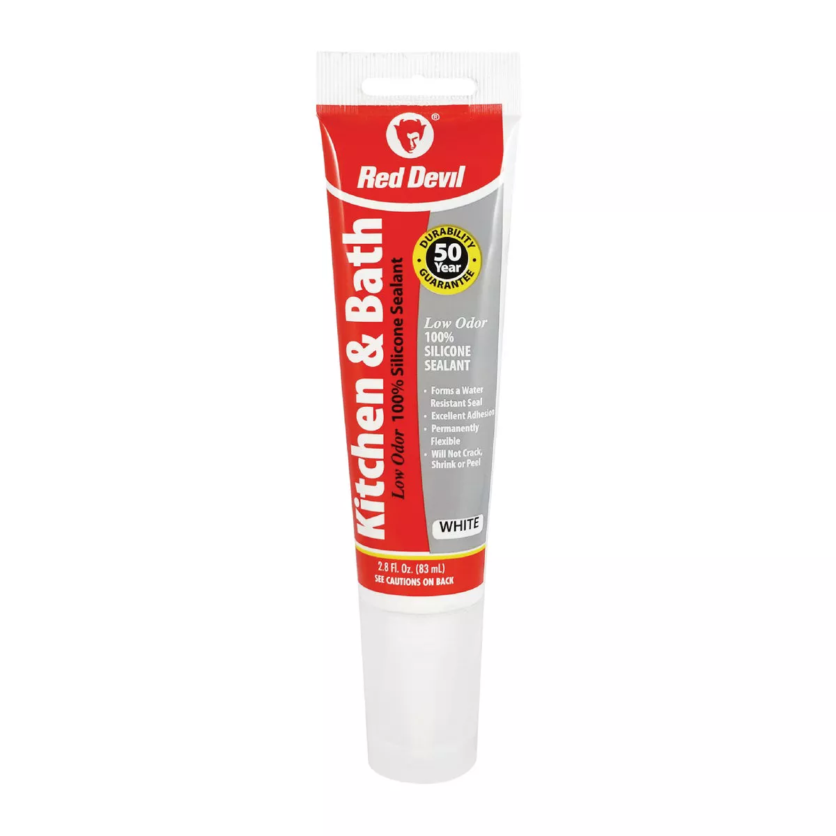 Red Devil 2.8 Oz. White Kitchen & Bath Low-Odor Silicone Sealant-