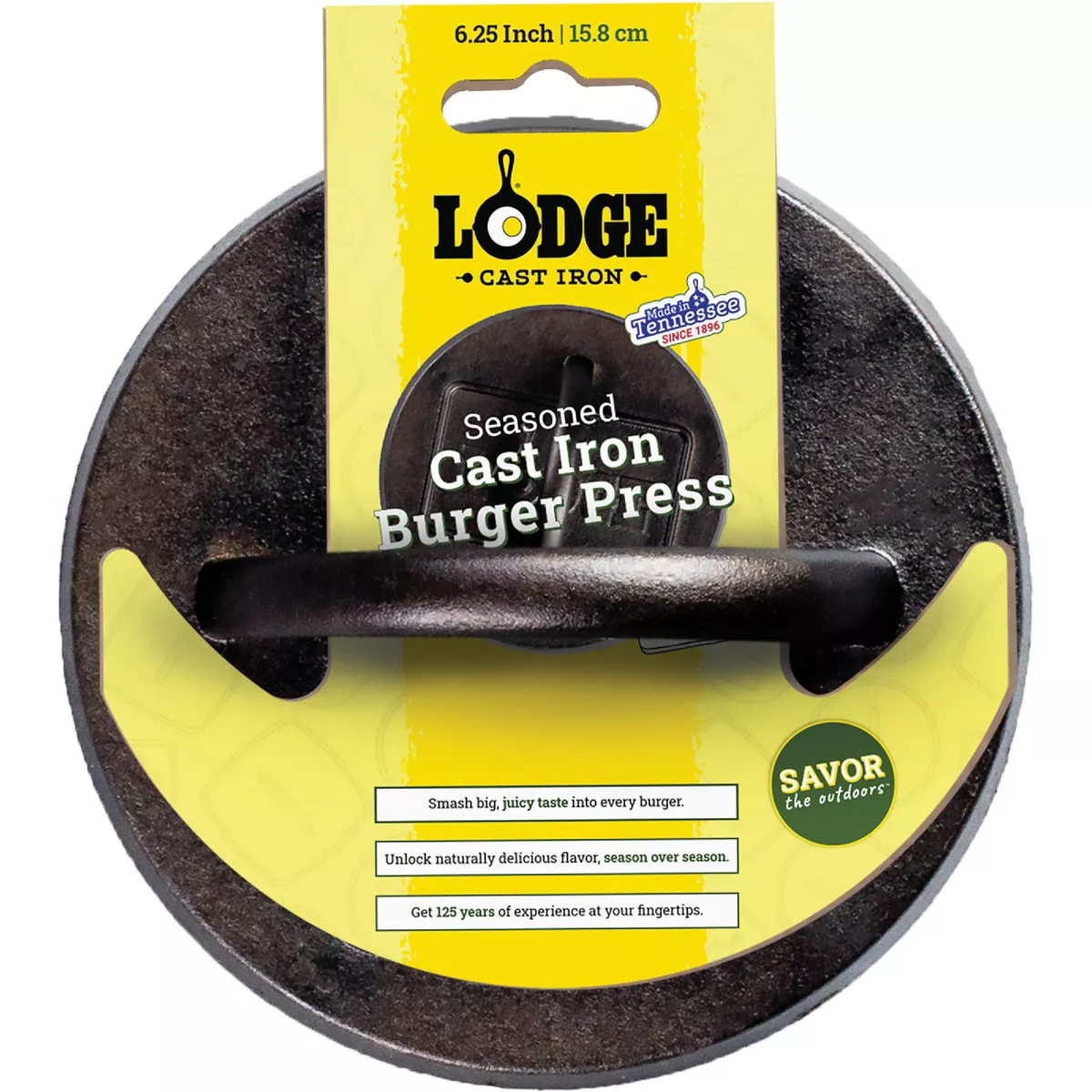 Lodge 6-1/4 In. Seasoned Cast Iron Burger Press