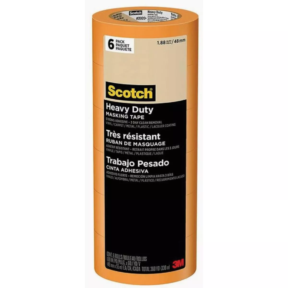 3M 1.88 In. x 60 Yd. Orange Heavy-Duty Masking Tape (6-Pack)