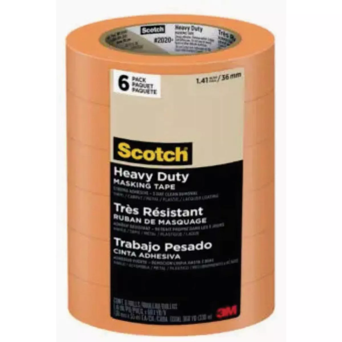 3M 1.41 In. x 60 Yd. Orange Heavy-Duty Masking Tape (6-Pack)