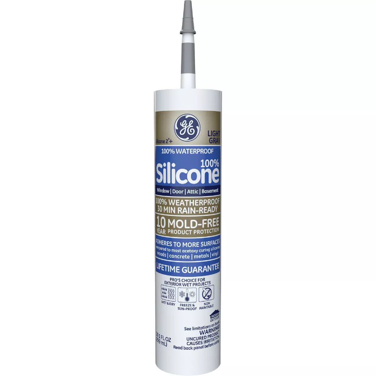 GE Silicone 10.1 Oz. Light Gray Window & Door 100% Silicone Sealant