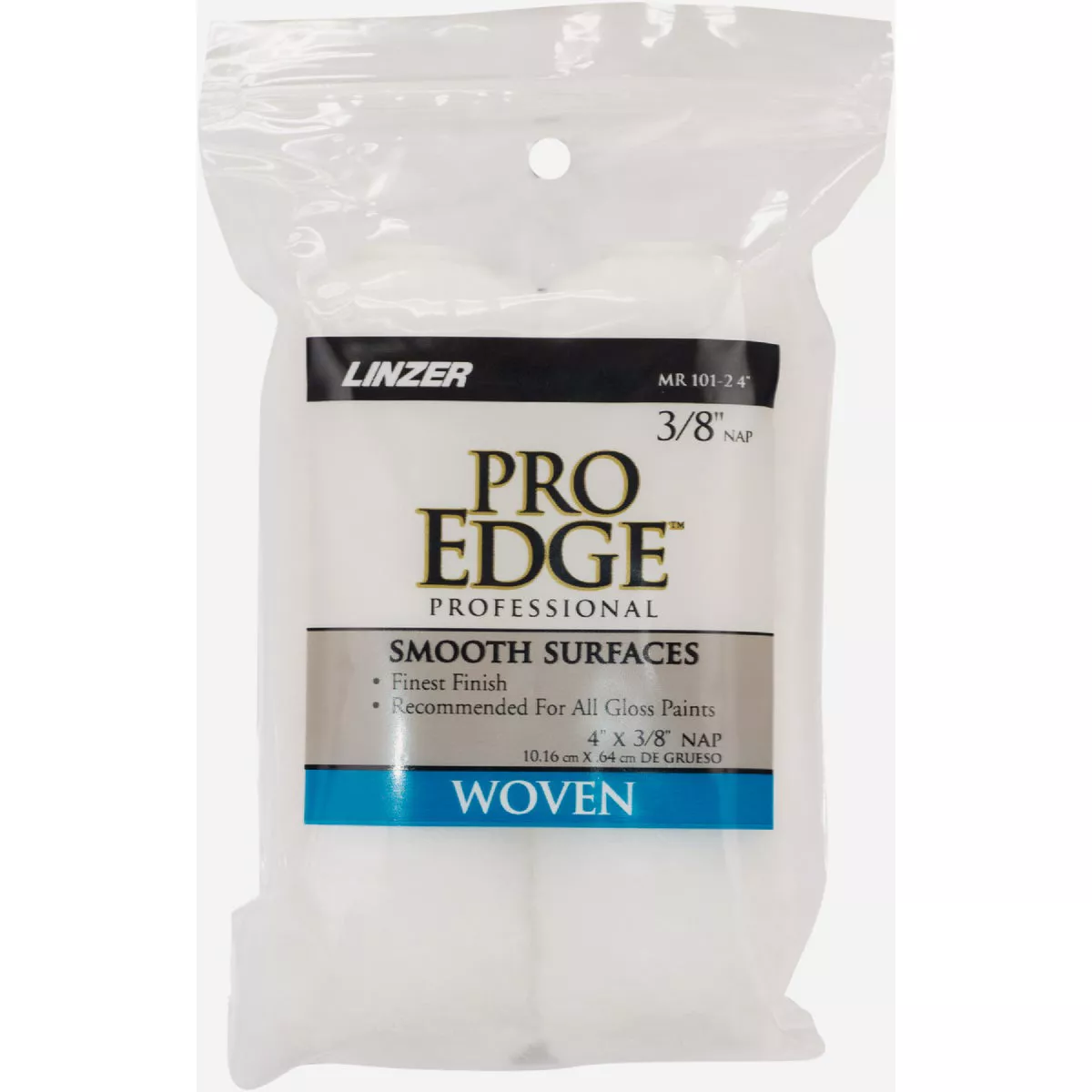 Linzer Pro Edge 4 In. x 3/8 In. White Woven Mini Roller (2-Pack)