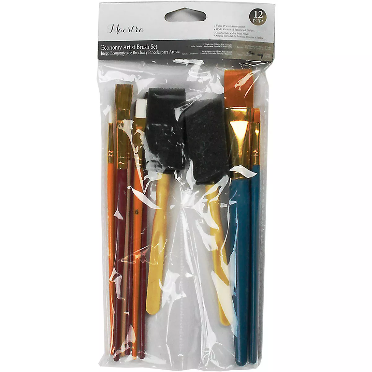 Linzer Maestra Plastic Handle Artist Brush (12-Pieces)