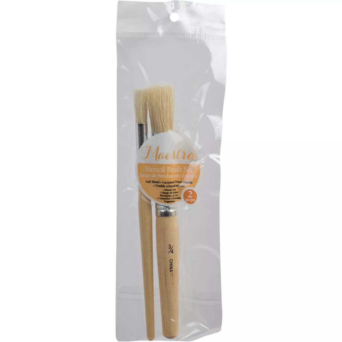 Linzer Maestra Wood Handle Stencil Artist Brush (2-Pieces)-