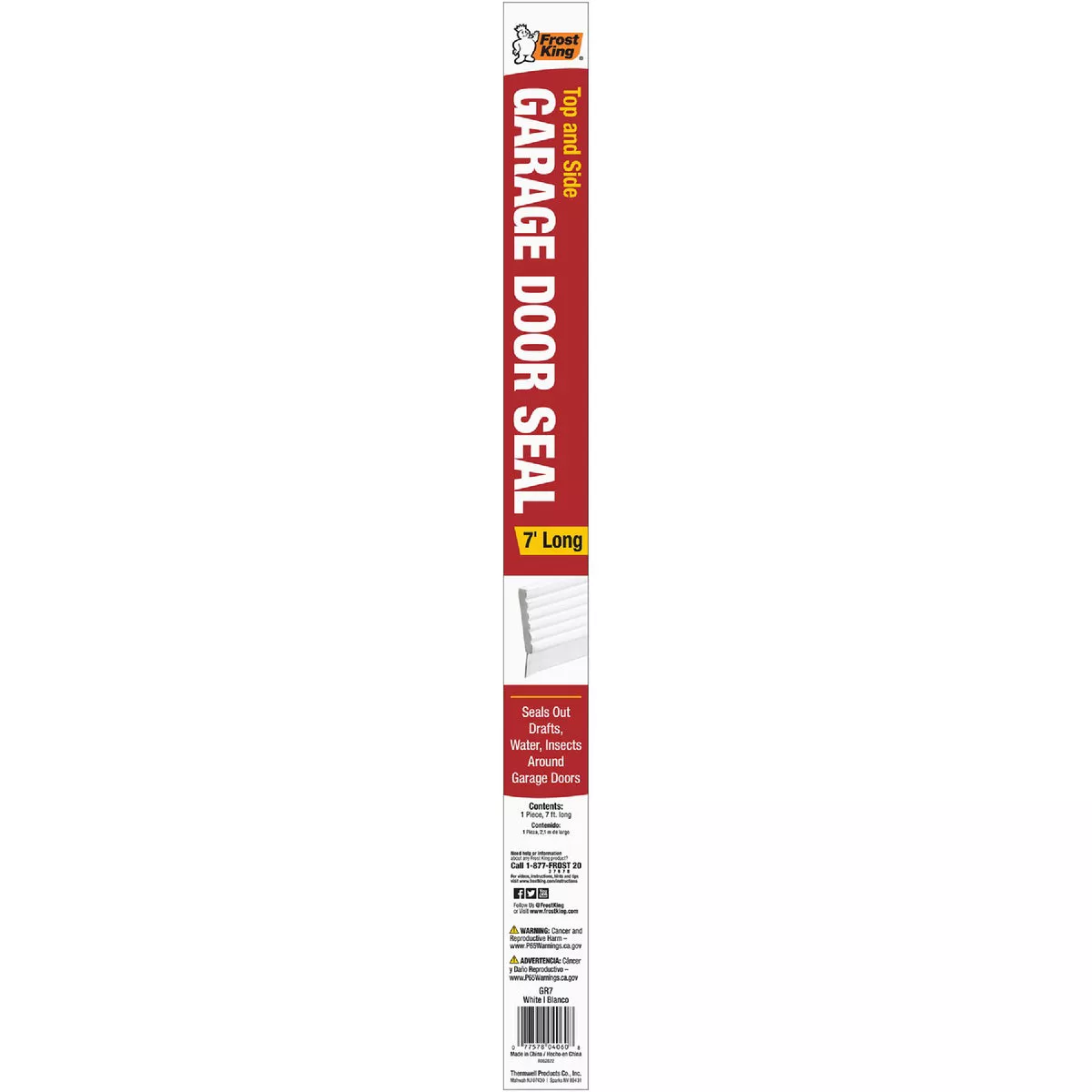 Frost King 2-3/4 In. x 7 Ft. White Vinyl Weatherstrip Garage Door Seal-