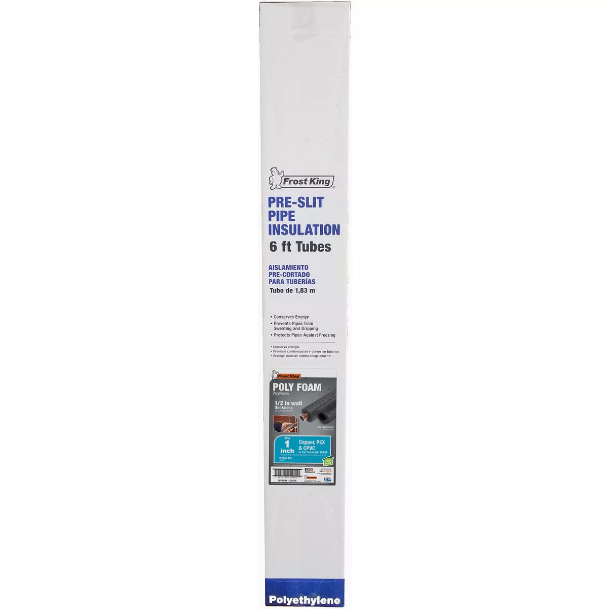 Frost King 1 In. x 6 Ft. x 1/2 In. Thick Pre-Slit Tubular Pipe Insulation-