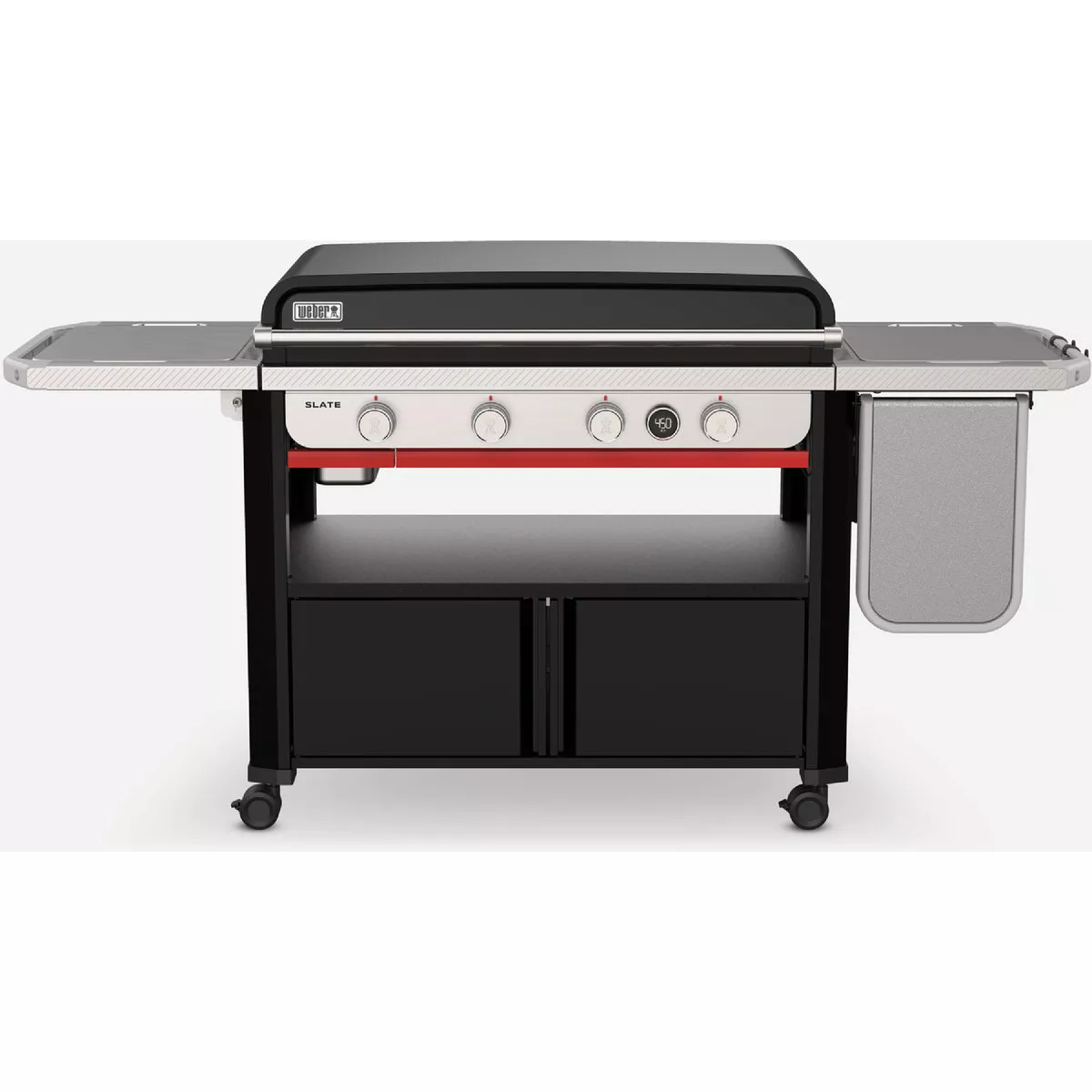Weber Slate 36 In. 4-Burner Propane Gas Griddle Flat Top Grill with Extendable Side Table, Black
