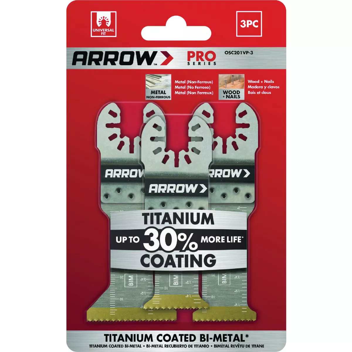 Arrow Titanium Metal/Wood Oscillating Blade Variety (3-Pack)