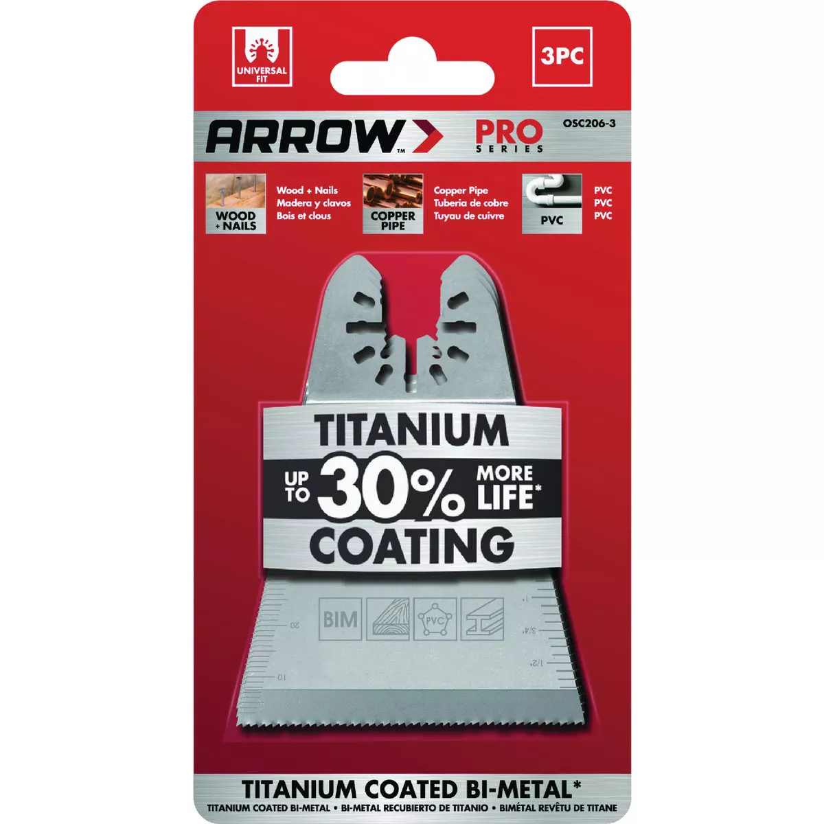 Arrow 2-11/16 In. Titanium Wood & Nail Oscillating Blade (3-Pack)