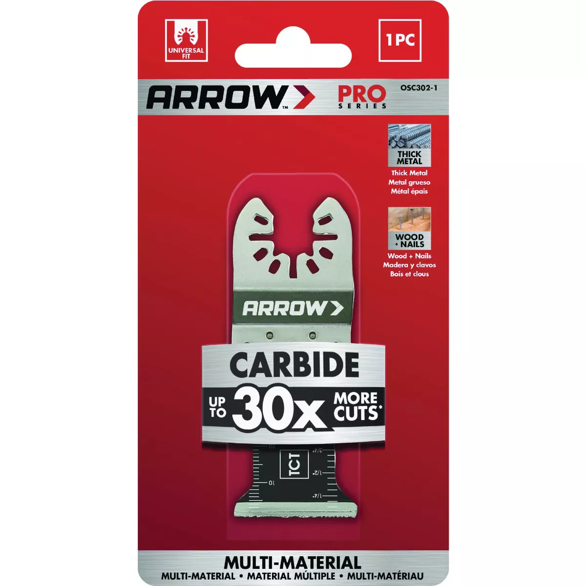 Arrow 1-3/8 In. TCT Carbide Flush-Cut Universal Oscillating Saw Blade