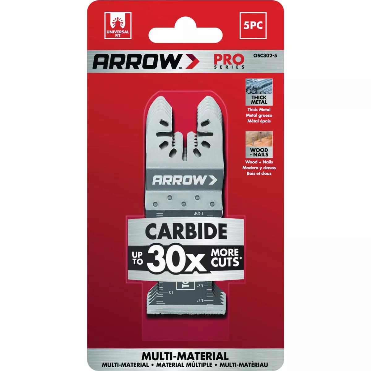 Arrow 1-3/8 In. TCT Carbide Flush-Cut Universal Oscillating Tool Saw Blade (5-Pack)
