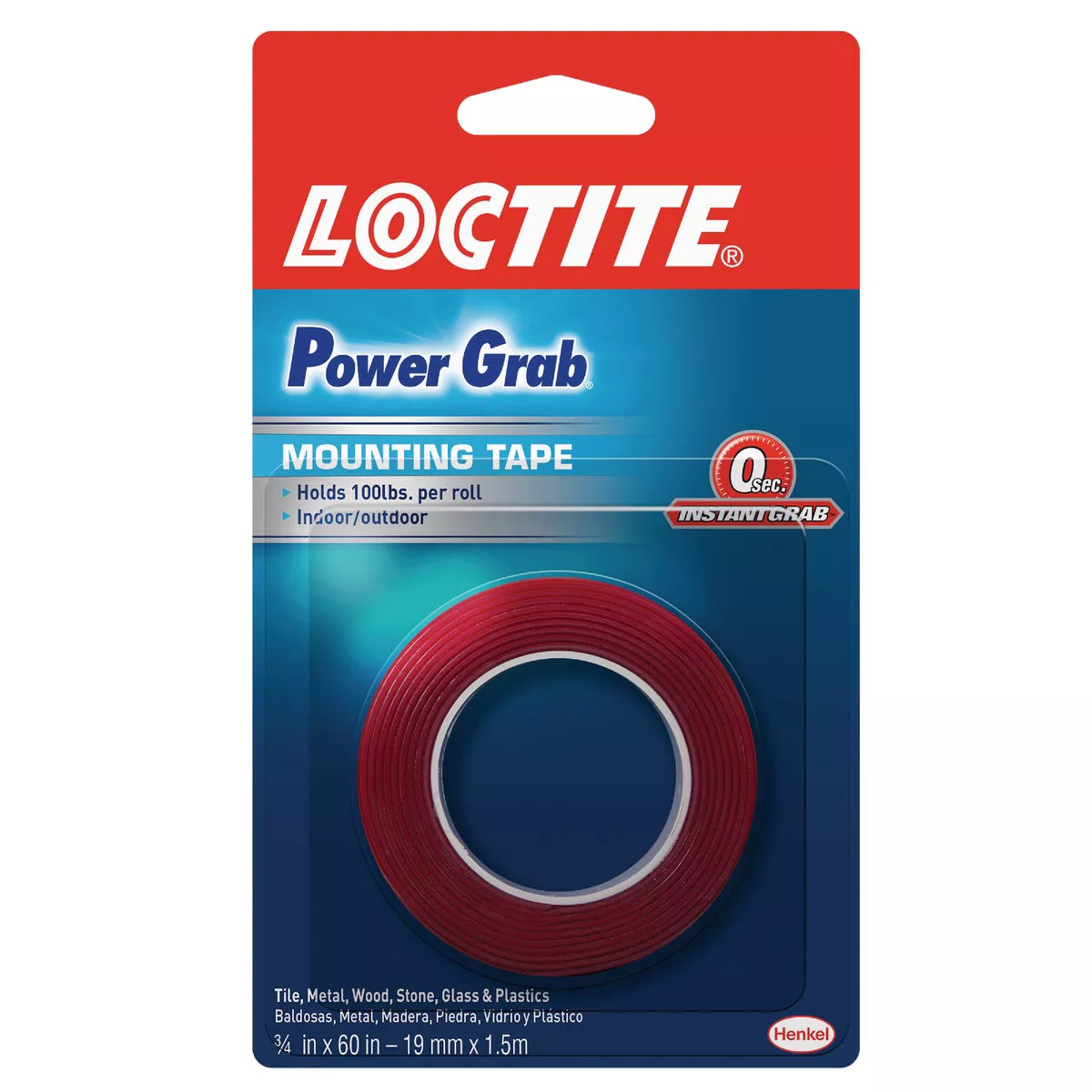 Loctite Power Grab Mounting Tape, Clear, 60 inches Roll, 0.75 in x 60 in