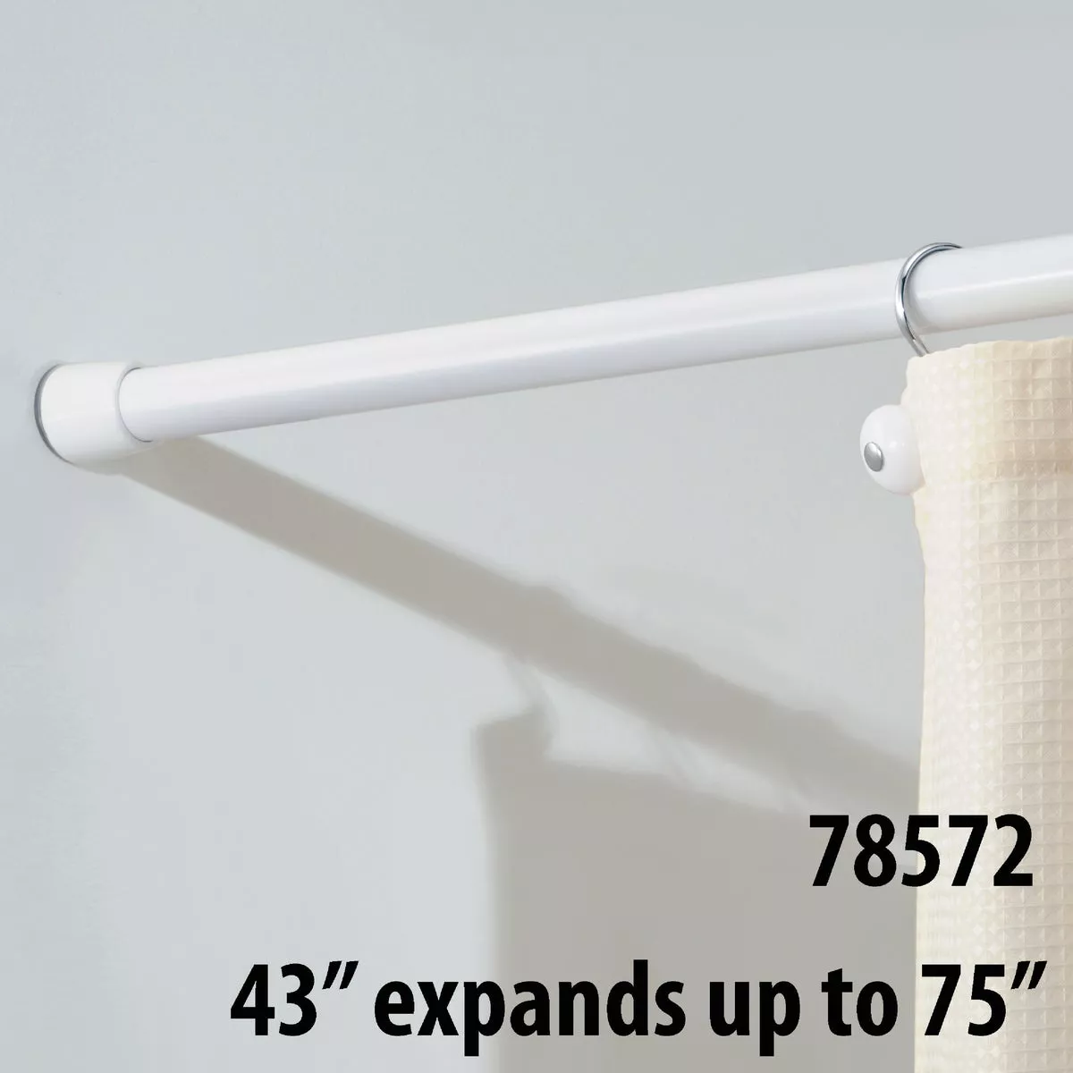 InterDesign Cameo Constant Tension 43 In. To 75 In. White Shower Curtain Rod