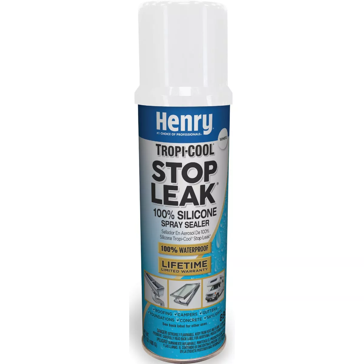 Henry 880B Stop Leak 14.1 Oz. White Tropi-Cool Silicone Spray Sealer-
