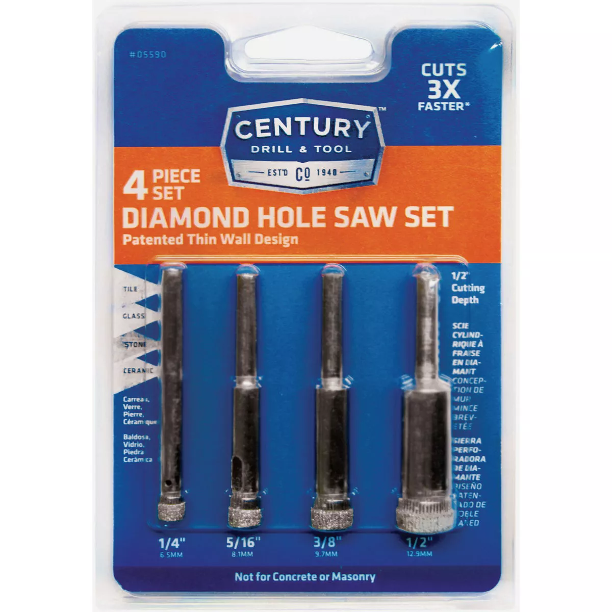 Century Drill & Tool Diamond Hole Saw Set (4-Piece)