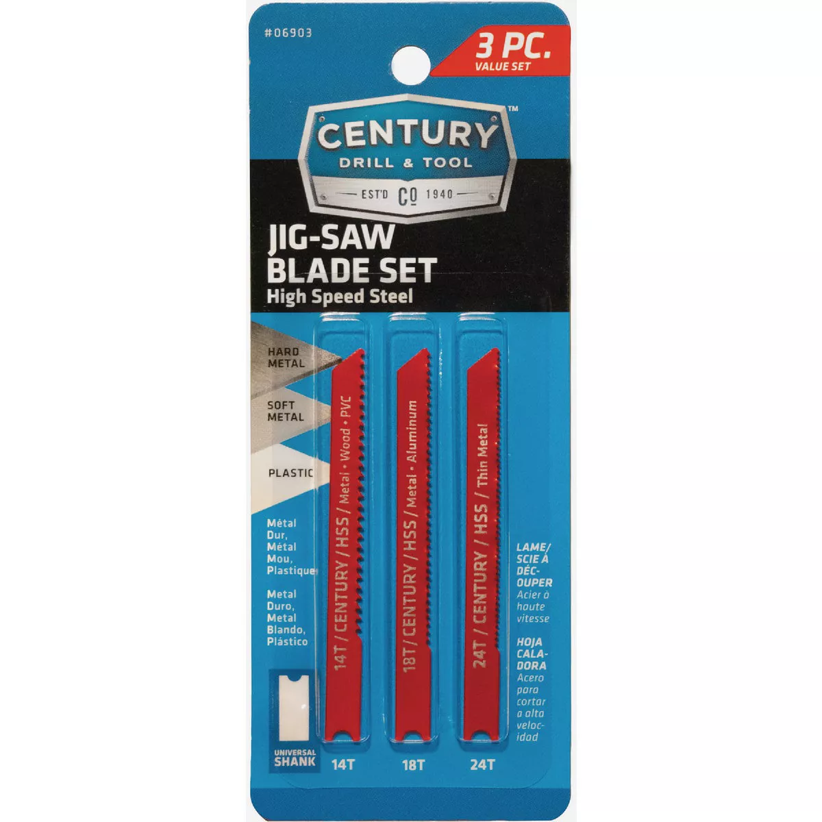 Century Drill & Tool High Speed Steel Jig Saw Blade Set (3-Piece)