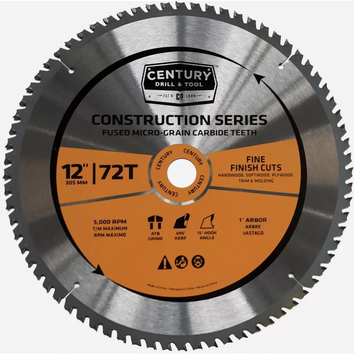 Century Drill & Tool Construction Series 12 In. 72T Fine Finish Cuts Circular Saw Blade (2-Pack)