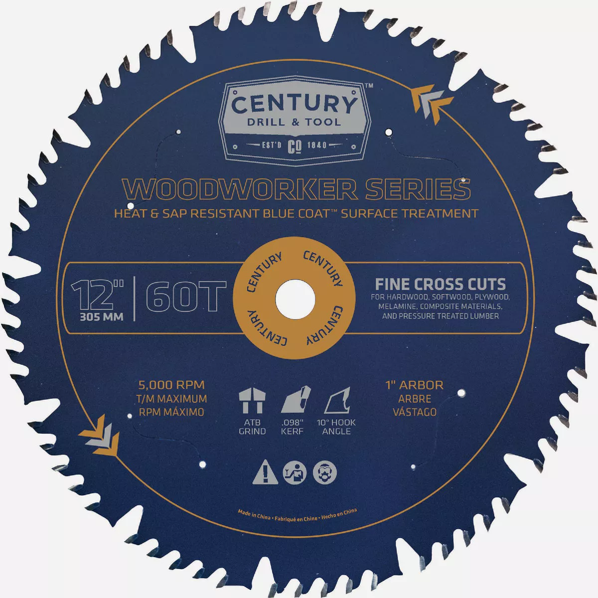 Century Drill & Tool Woodworker Series 12 In. 60T Fine Cross Cuts Circular Saw Blade (2-Pack)