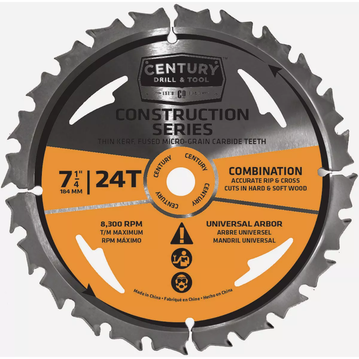 Century Drill & Tool Construction Series 7-1/4 In. 24 T Combination Circular Saw Blade