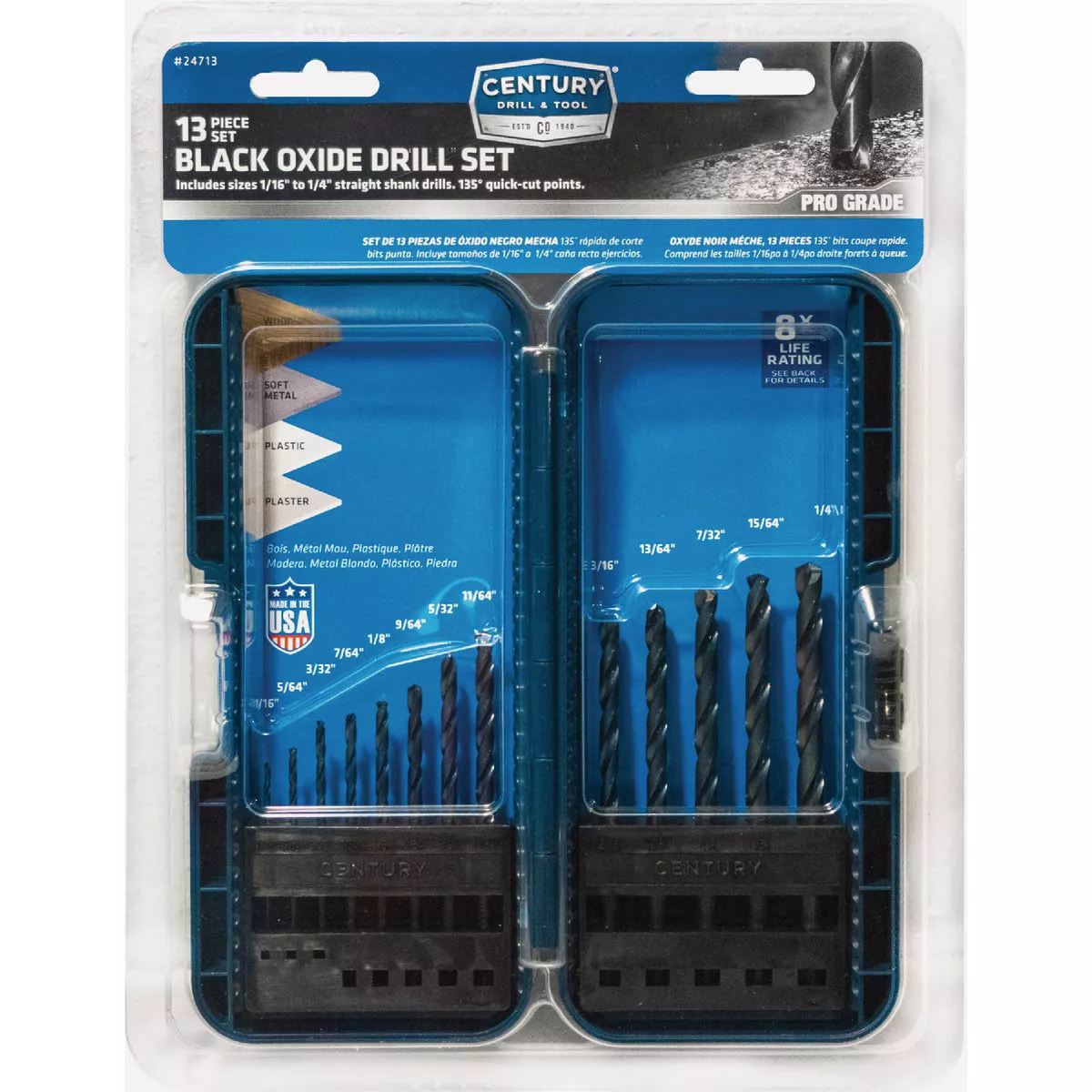 Century Drill & Tool Black Oxide Drill Bit Set (13-Piece)