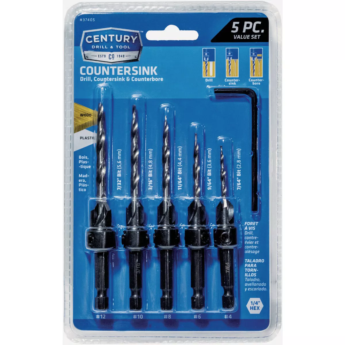 Century Drill & Tool Countersink Set (5-Piece)