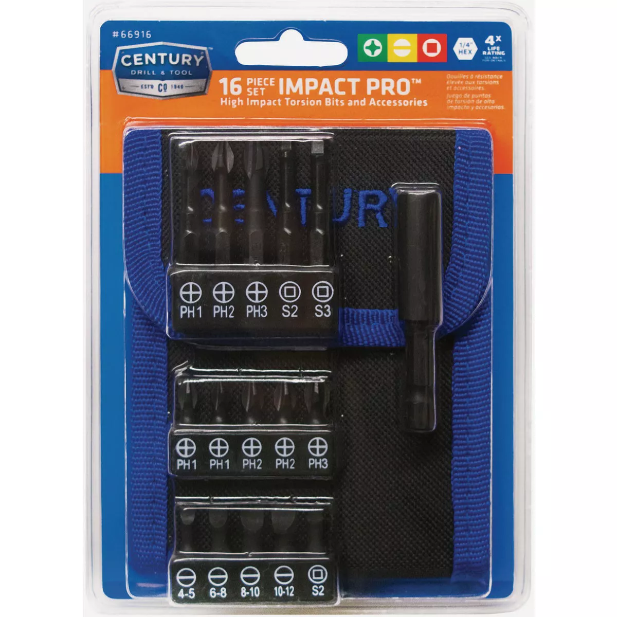 Century Drill & Tool Impact Screwdriver Bit Set (16-Piece)
