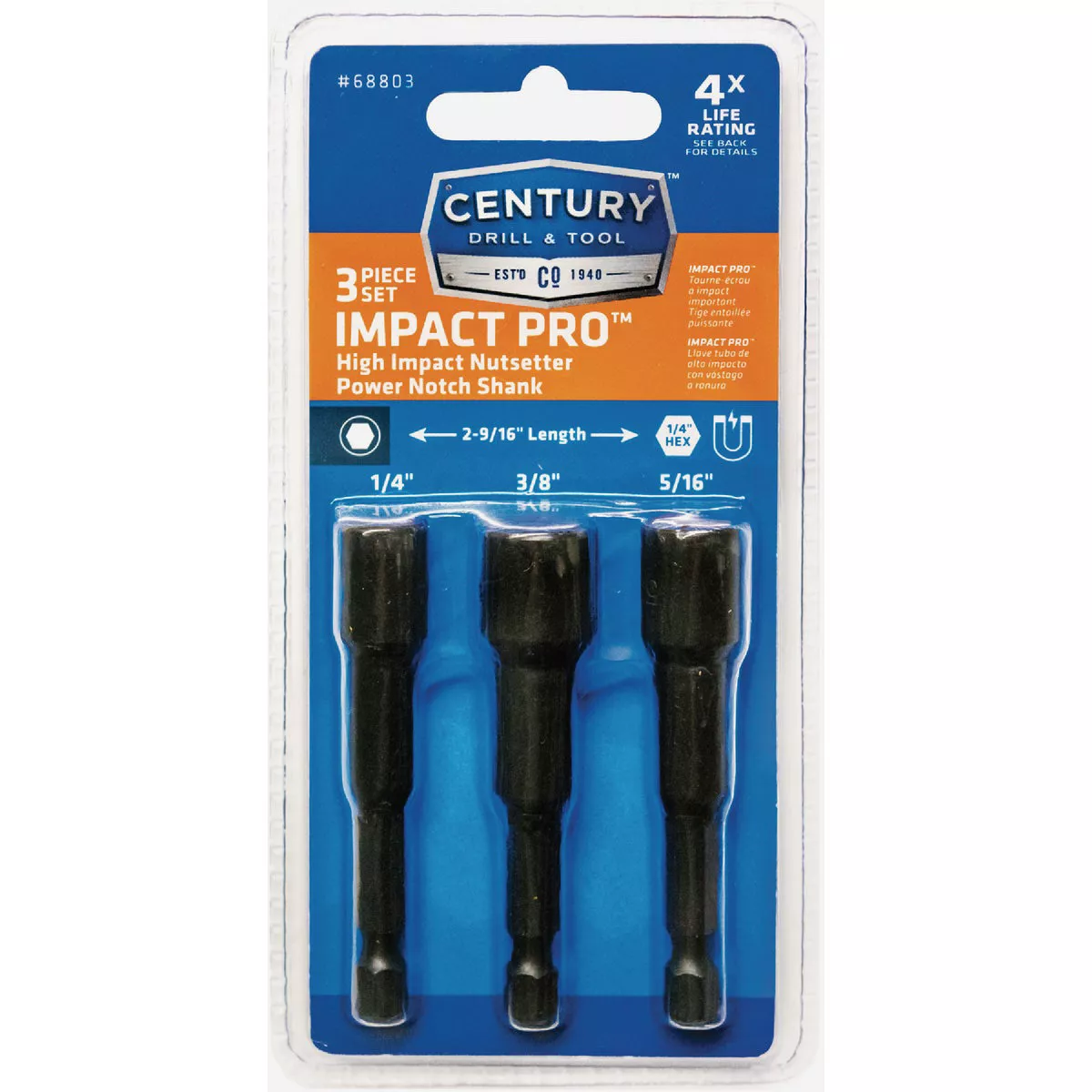 Century Drill & Tool Magnetic Impact Nut Driver Set (3-Piece)