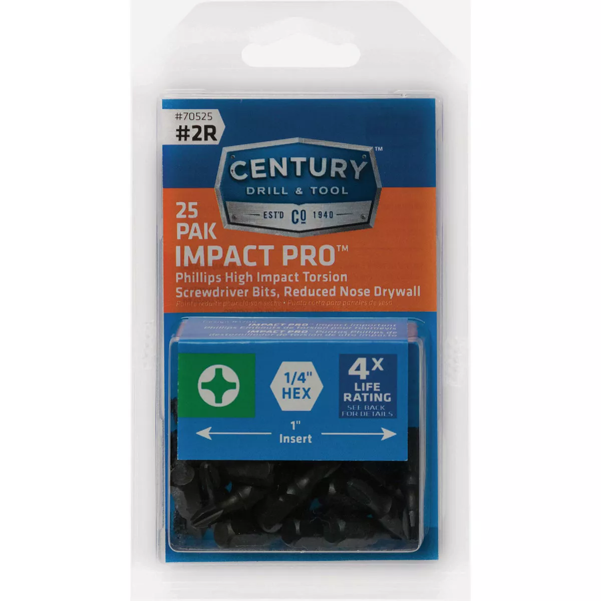 Century Drill & Tool 1 In. Phillips #2 Impact Screwdriver Bit (25-Pack)