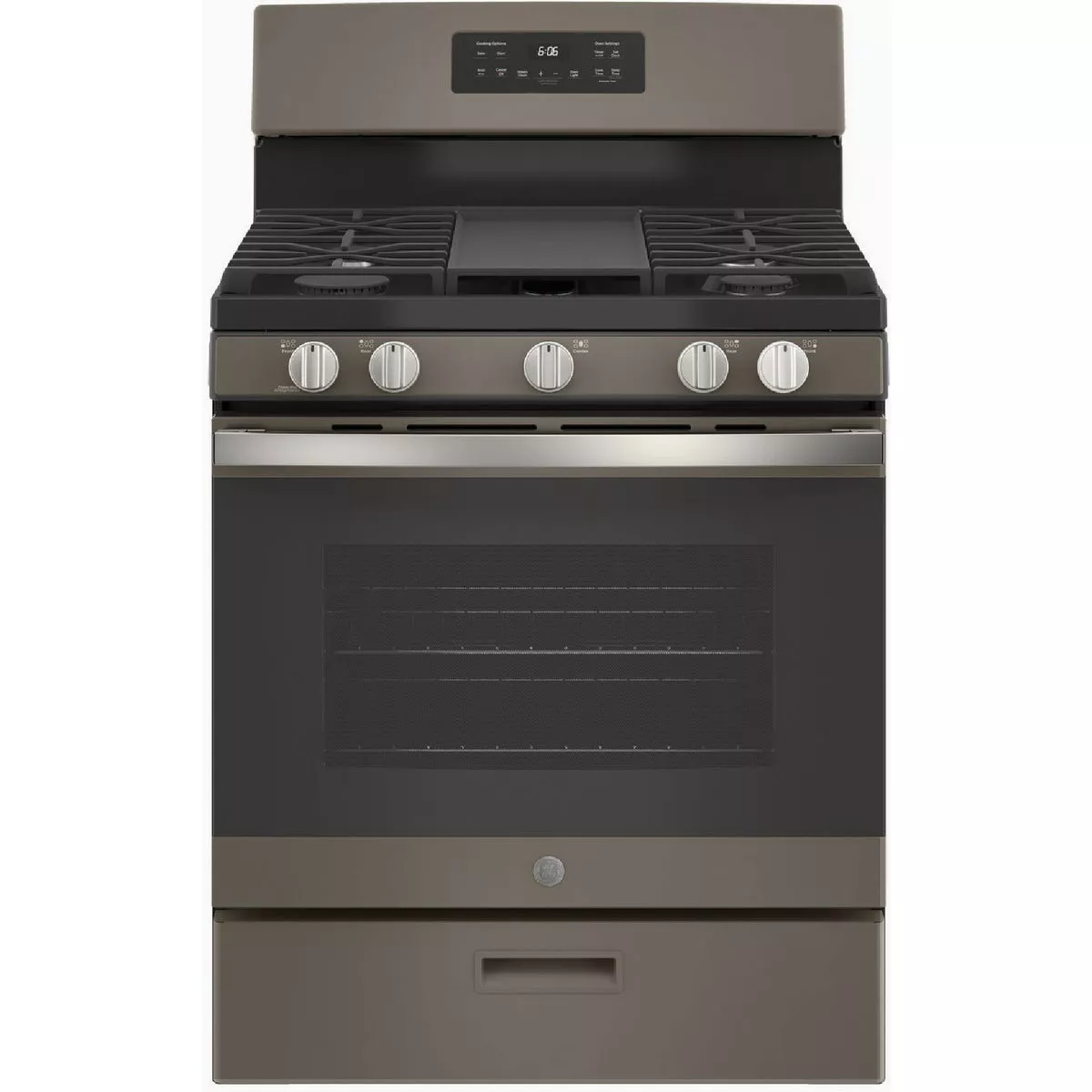 GE 30 In. 5 Cu. Ft. Free-Standing Gas Range with Integrated Griddle, Fingerprint Resistant Slate