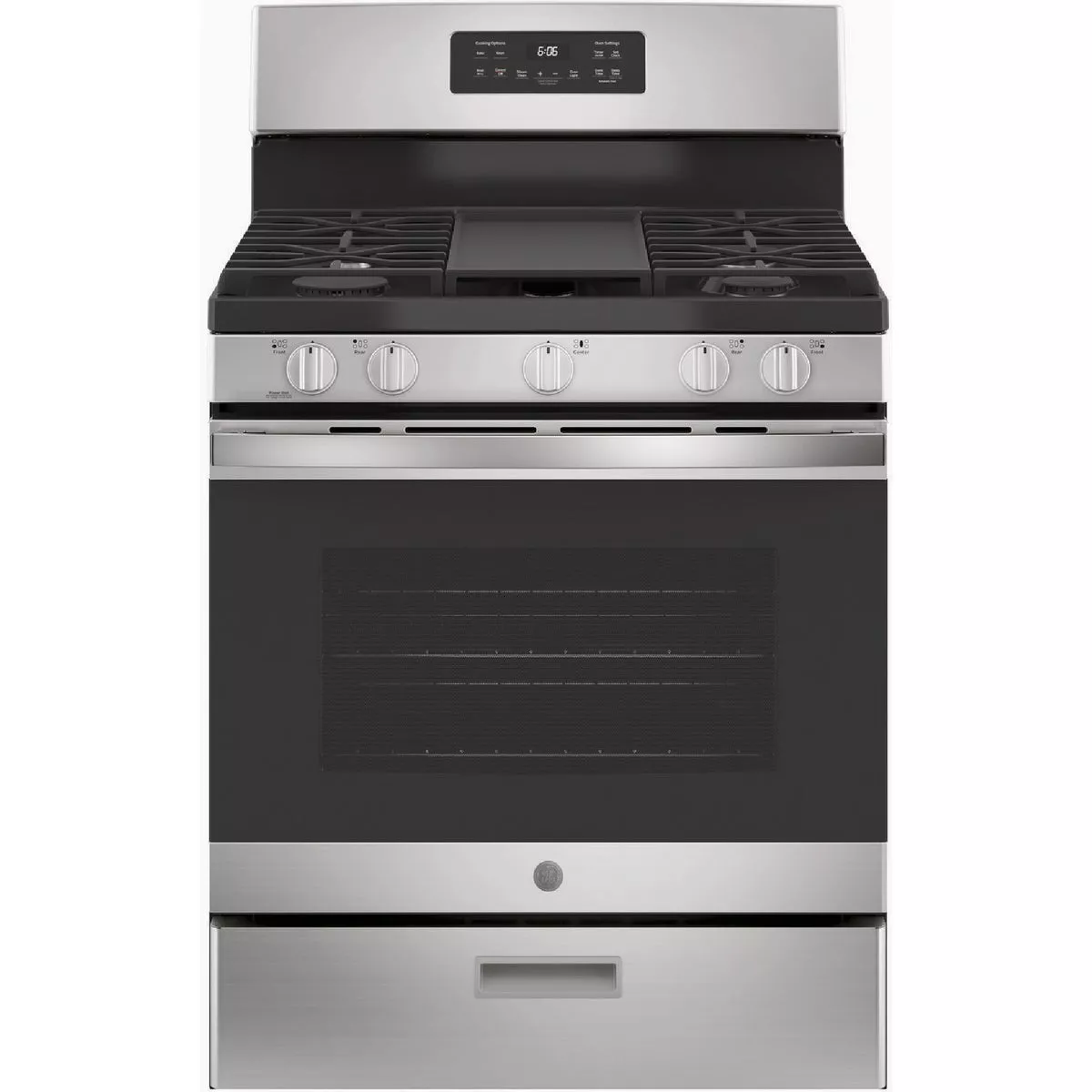 GE 30 In. 5 Cu. Ft. Free-Standing Gas Range with Integrated Griddle, Stainless Steel